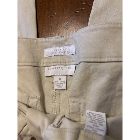 New Charter Club Ladies Pumice Beige Pants Size 8 Laura Fit New - Picture 2 of 7